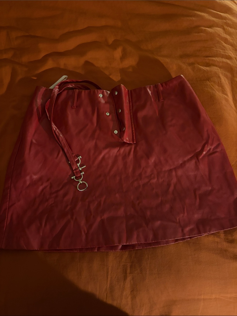 Saunders Collective Faux Leather Red Mini Skirt